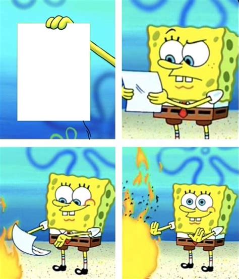 Spongebob Burning Meme Blank Template Imgflip