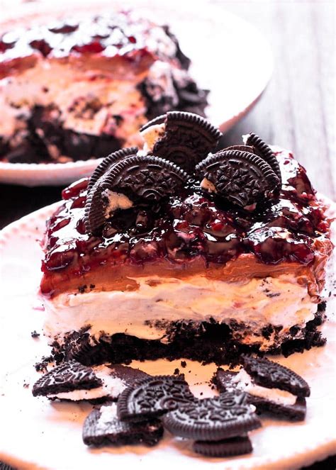 No Bake Black Forest Oreo Cheesecake Whats In The Pan