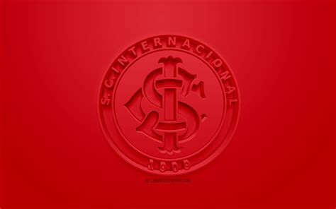 Download wallpapers Internacional SC, Inter RS, creative 3D logo, red