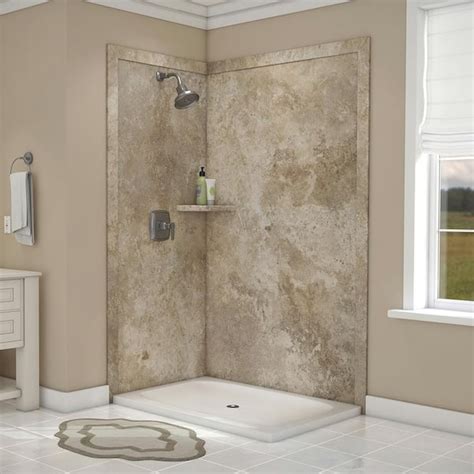 Flexstone Elegance 36 In X 48 In X 80 In 7 Piece Easy Up Adhesive Corner Shower Wall Surround