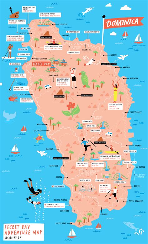 Illustrated Caribbean Map Of Dominica By Nate Padavick — Nate Padavick In 2021 Illustrated Map