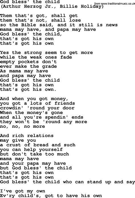 God Bless The Child By The Byrds Lyrics With Pdf