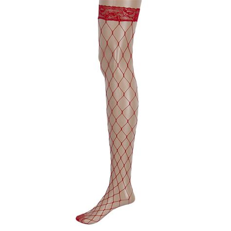 Meihuida Fishnet Women Lace Fit Non Slip Mesh Thigh High Stockings