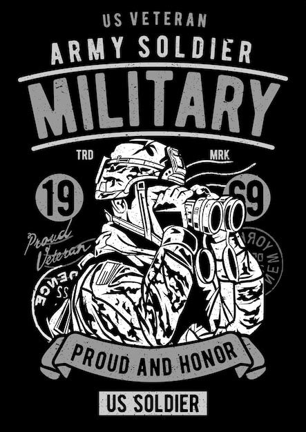 Premium Vector Army Soldier Vintage Illustration Poster
