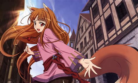 Hd Wallpaper Female Fox Animated Character Spice And Wolf Holo Girl