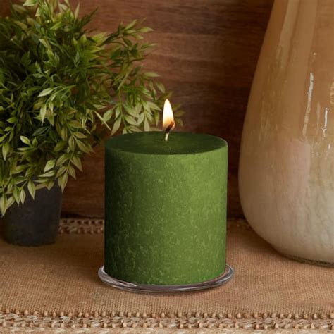 Root Candles 4 In X 4 In Timberline Dark Olive Unscented Pillar