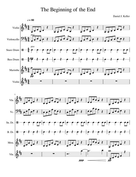 The Beginning Of The End Sheet Music For Snare Drum Violin Cello