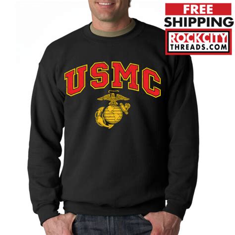 Usmc Marines Crew Neck Black Marine Corps Sweatshirt Semper Fi Us
