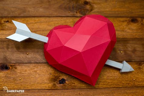 Papercraft Heart With Arrow Papercraft Heart Papercraft Heart Arrow