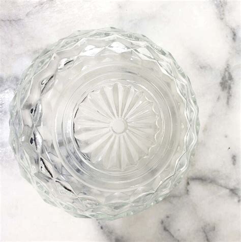 Vintage Glass Bowl Fostoria Clear Glass Cubist Pattern Collectible Glass Bowl Fostoria