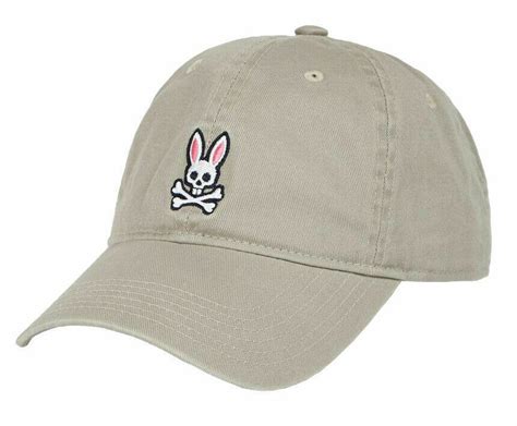 Psycho Bunny Mens Cotton Embroidered Strapback Sports Baseball Cap Hat
