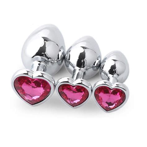 Pcs Set Diamond Butt Toy Plug Anal Insert Heart Jeweled Gem Metal S M L Rose Ebay
