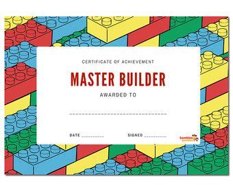 Lego places first world into development from lego world builder! Lego Inspired Master Builder Certificates (Printable) Lego ...