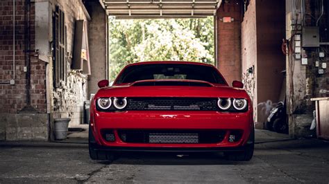 Download Dodge Challenger Blood Red Muscle Car Wallpaper 1920x1080