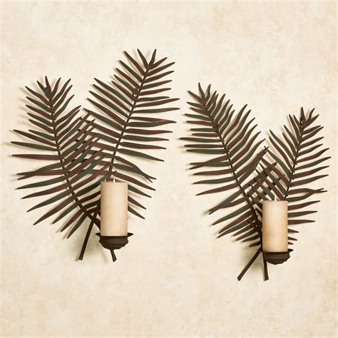 Palermo Leaf Weathered Green Wall Sconce Set