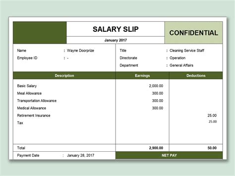Excel Of Salary Slip Calculatorxlsx Wps Free Templates