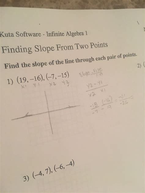 Kuta Software Infinite Algebra 1 Finding Slope From Two Points Answer