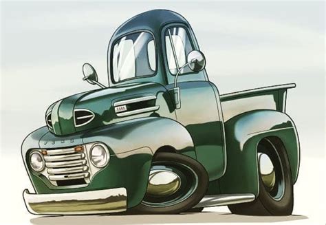 1948 50 Ford Pickup Truck Cartoon Art Cartoon Car Drawing Cool Car