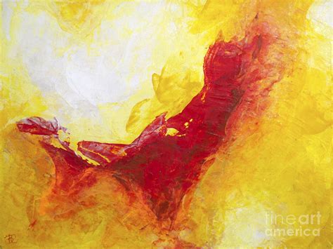 Yellow Red Abstract Painting Sun Flares Painting By