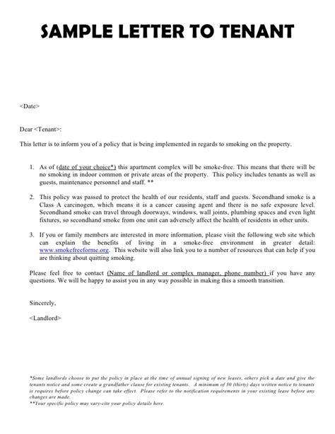 Landlord To Tenant Letter Template
