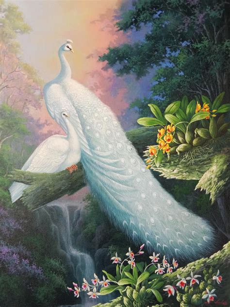 White Peacock Painting Famous Peacock Paintings Royal