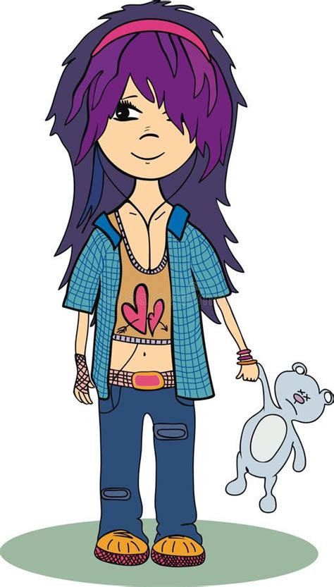 Teenage Girl In Tanktop And Shorts Coloring Page Stock Vector