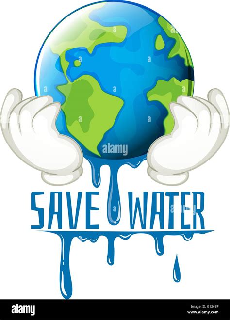 Save Water Sign With Earth Melting Illustration Stock Vector Image