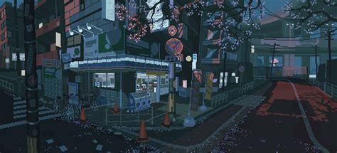 Pixel Art Cityscape at Night