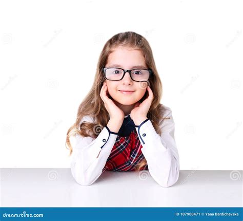 Schoolgirl In Glasses Isolated Stock Image Image Of Elementary Face