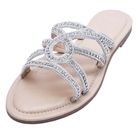 Ladies Leather Ex Evans Extra Wide Fit Eee Flat Slip On Sandals Shoes