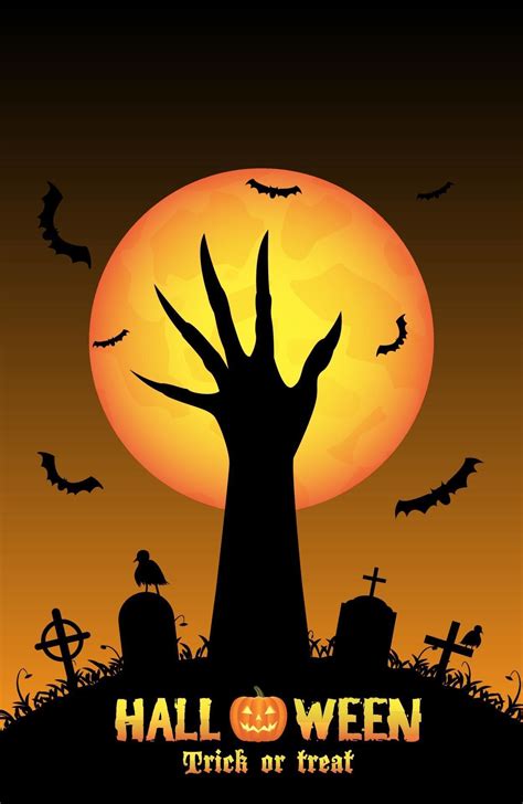 Halloween Background With Demon Hand In Graveyard 2263689 Vector Art At