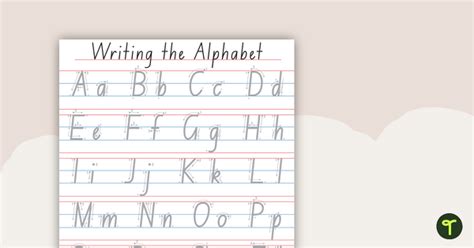 Writing The Alphabet Chart Tracing Teaching Resource Teach Starter