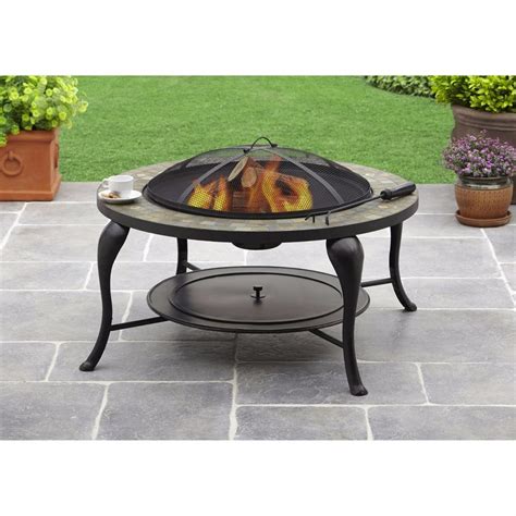 Fire Pit Patio Outdoor Backyard Fireplace Heater Propane Gas Cover Wood