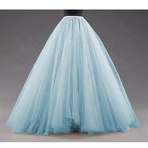 Maxi Skirts Ice Blue Floor Length Women Skirt Puffy Saias Tulle Saias