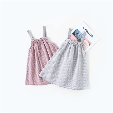New Baby Sling Vest Dress 2018 Girls Sling Lattice Dress Sleeveless