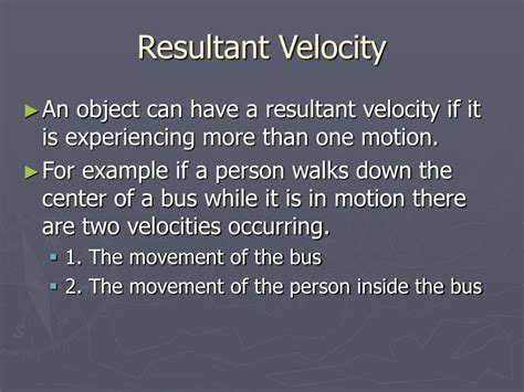 How to find the resultant velocity in unit vector notation. PPT - Motion, Speed, Velocity and Acceleration PowerPoint ...