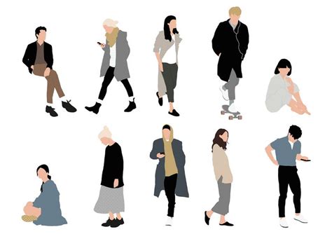 Flat People Vector Collection 1 Etsy Vector Illustration People