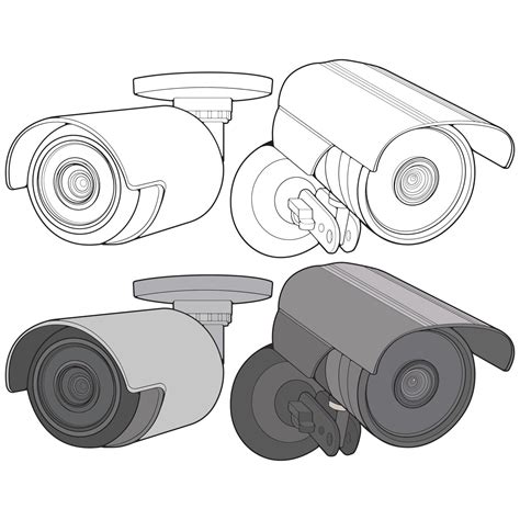 Set Of Cctv In Coloring Vector Style Isolated On White Background