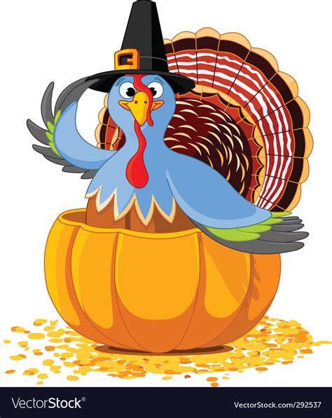 Thanksgiving Turkey In Pumpkin Royalty Free Vector Image