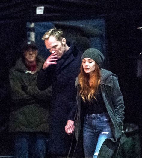 Paul bettany and elizabeth olsen shared a smooch as vision and scarlet witch while filming avengers: ELIZABETH OLSEN adn Paul Bettany on the Set of Avengers ...