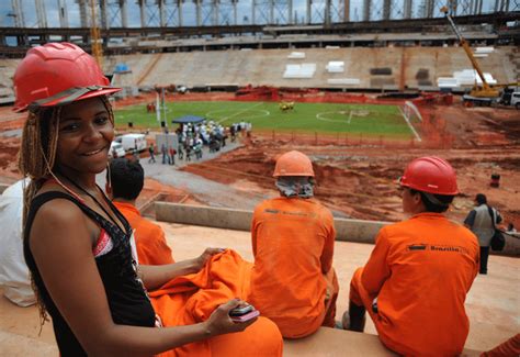 Pictures Workers Have Brazil World Cup Kickabout Construction Week Online