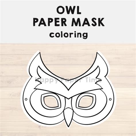 Owl Paper Mask Printable Woodland Forest Animal Coloring Craft Activity