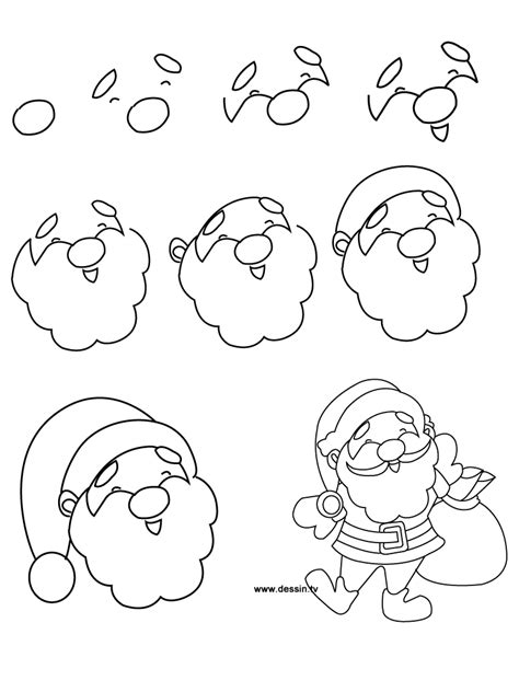 C'est facile, il suffit de suivre les explications pas à pas. Dessin père noël