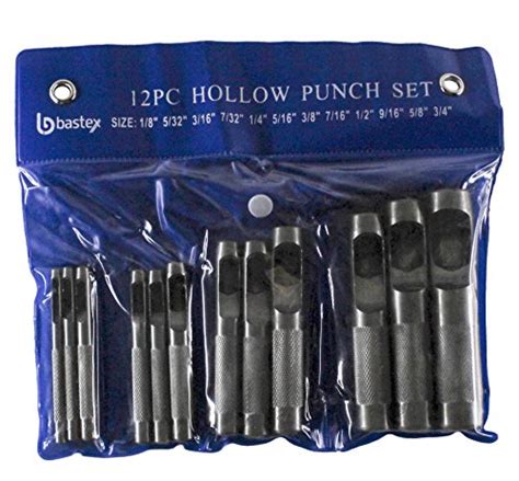 Bastex Heavy Duty 12 Piece Hollow Punch Set 3mm To 16mm Leather