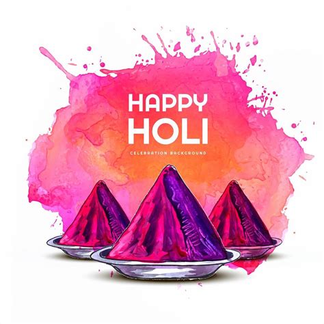 Happy Holi Card With Pink Gulal And Paint Splash 701646 Vector Art At
