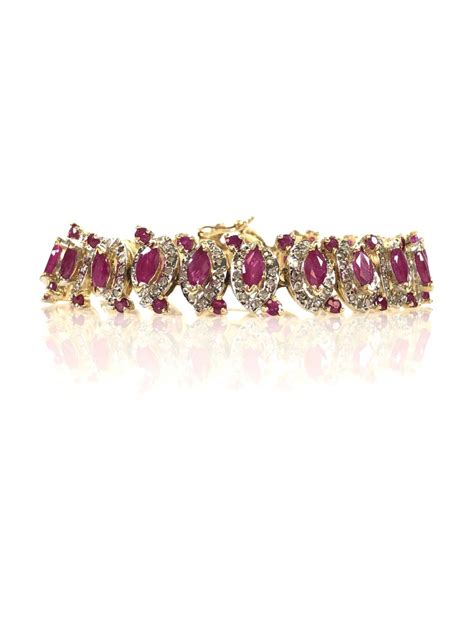 Lot 14k Gold Ruby Diamond Bracelet