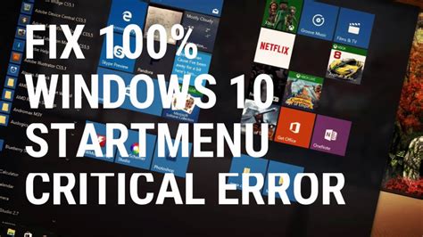 How To Fix Start Menu Error On Windows 10 Youtube