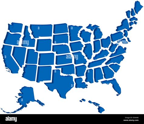 Very Detailed Map Of All Fifty States In 3d Stock Photo Alamy