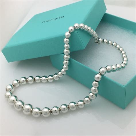 Tiffany And Co Sterling Silver Graduated Bead Ball Necklace With Etsy