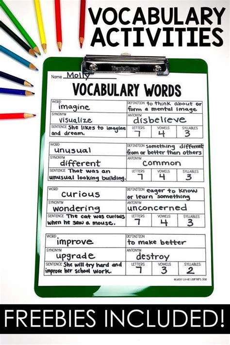 Vocabulary Activities Use With Any List Printable And Digital